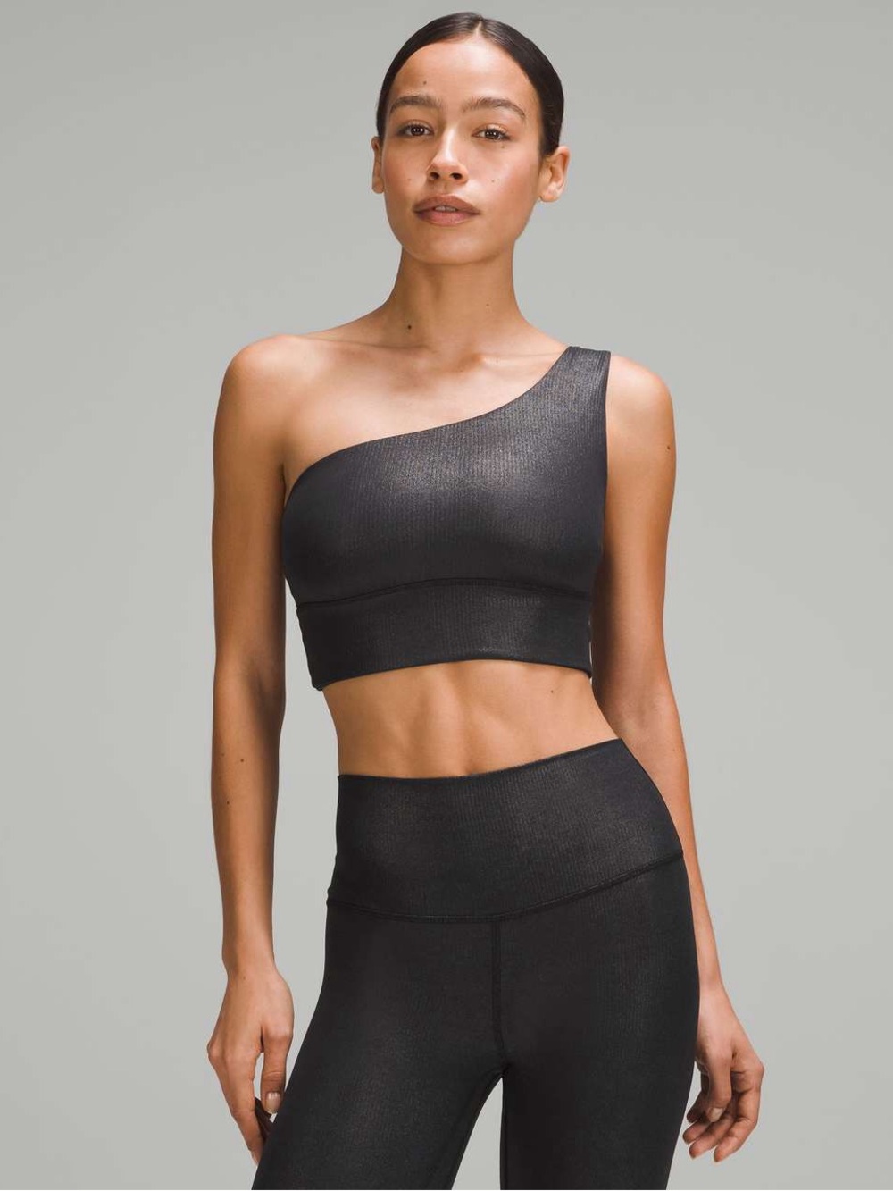 Lululemon Align Asymmetrical Ribbed Bra - Black Shine